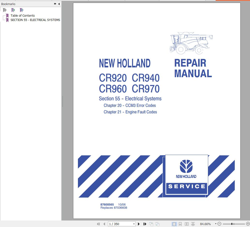New Holland CR920CR940CR960CR970 Tier 4B Service Manual 1