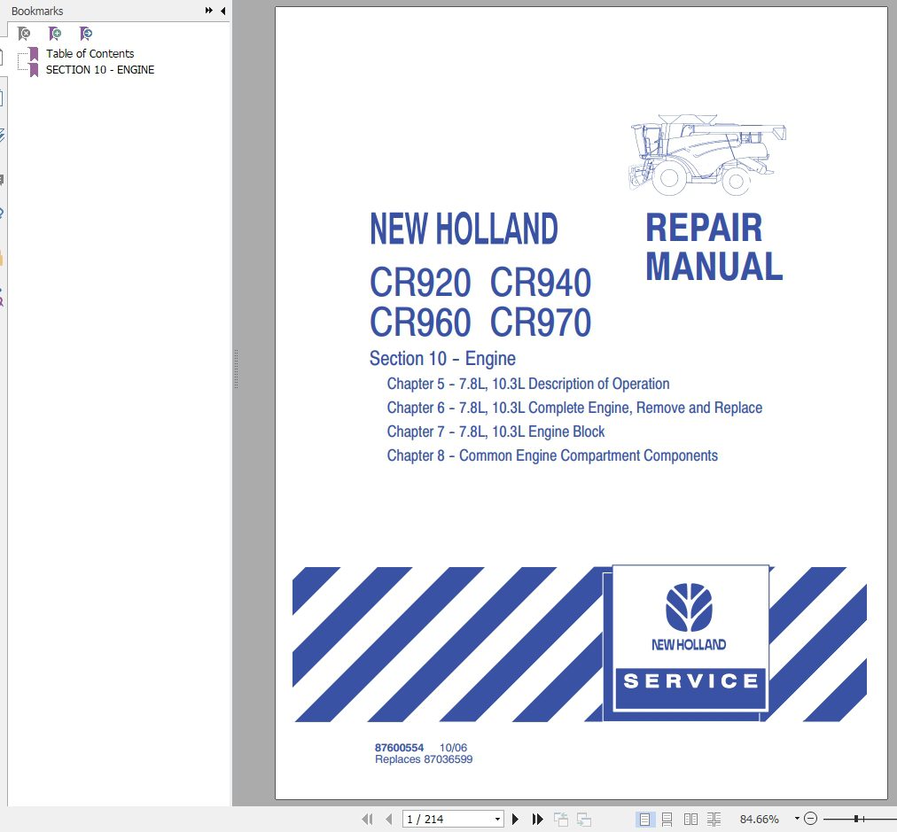 New Holland CR920CR940CR960CR970 Tier 4B Service Manual 4