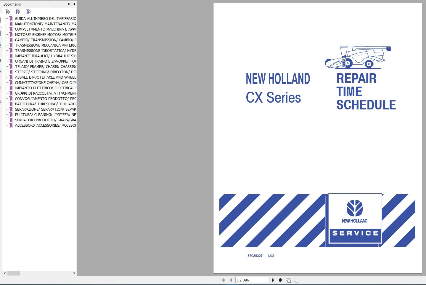 New Holland CX Series Combine Service Manual87028327 1