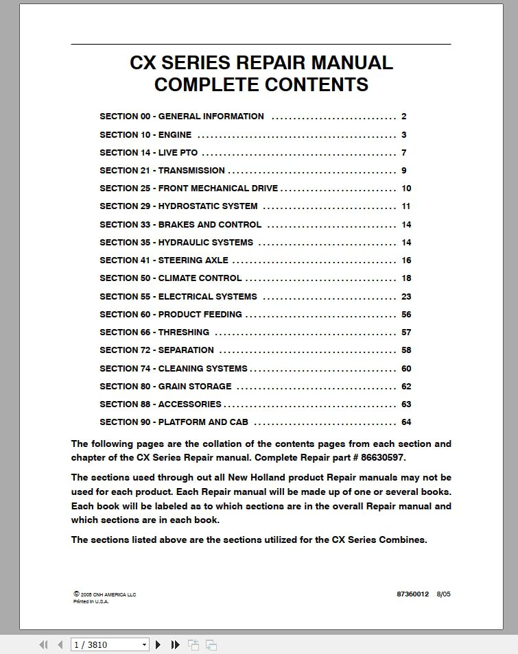 New Holland CX Series Repair Manual86630597 1