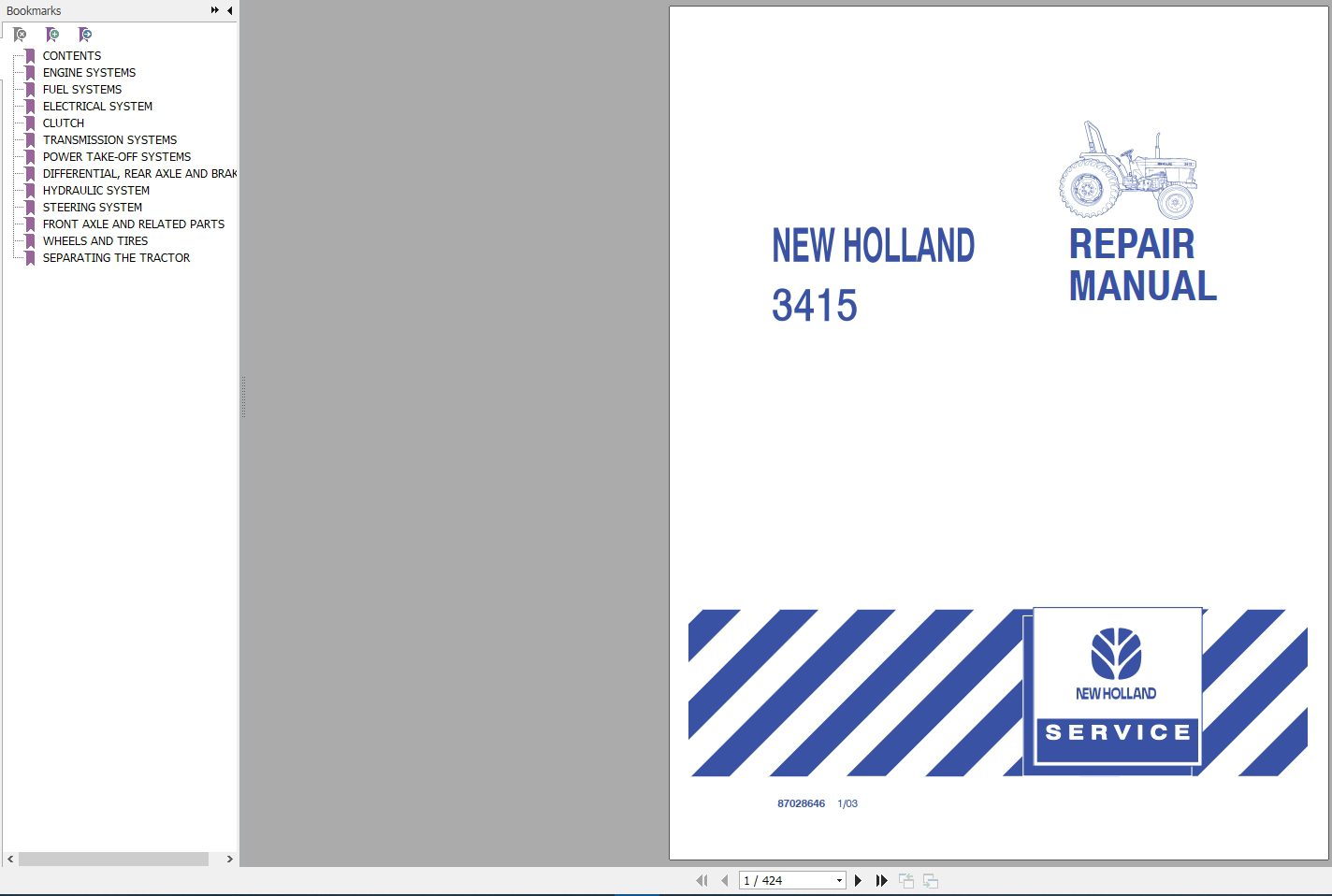 New Holland Compact Tractor 3415 Repair Manual87032364 1