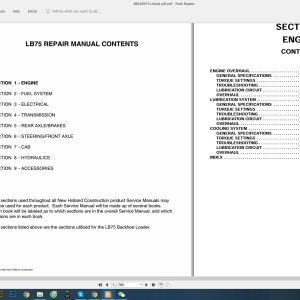 New Holland Construction LB75 Service Manual86618974 2