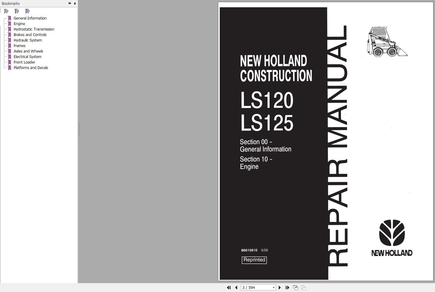 New Holland Construction LS120 LS125 Repair Manual86615609 1