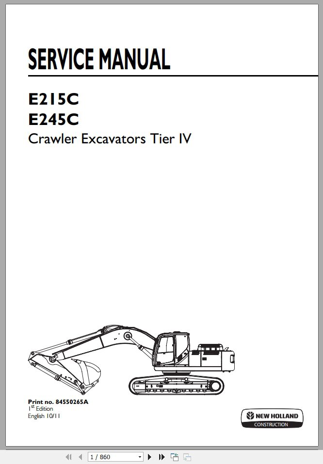 New Holland Crawler Excavators E215CE245C Service Manual84550265A 1