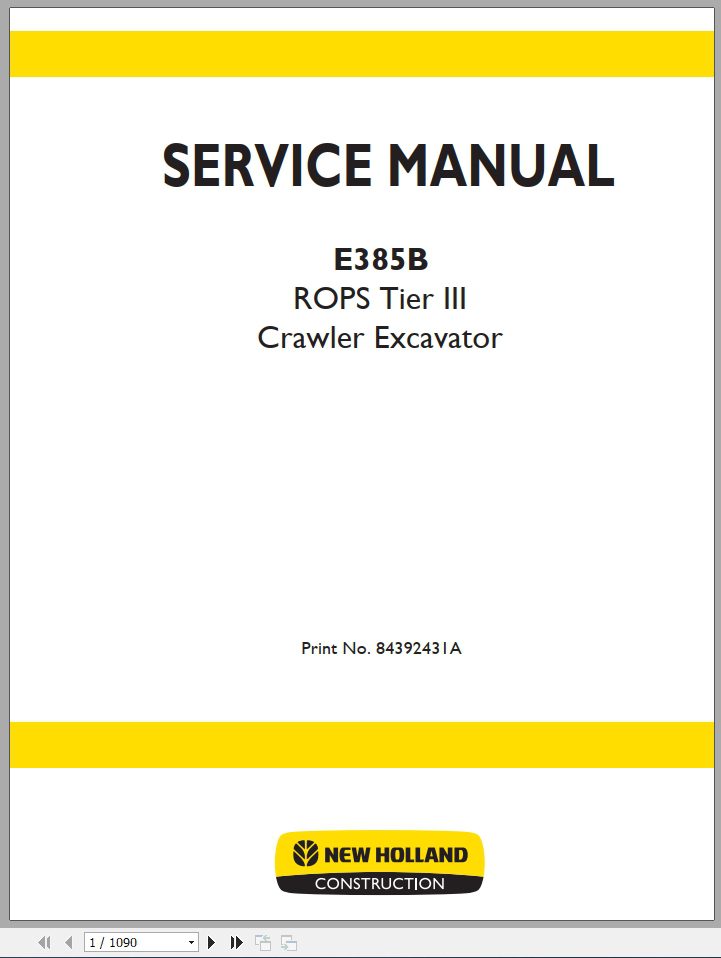 New Holland Crawler Excavators E385B Service Manual84392431A 1