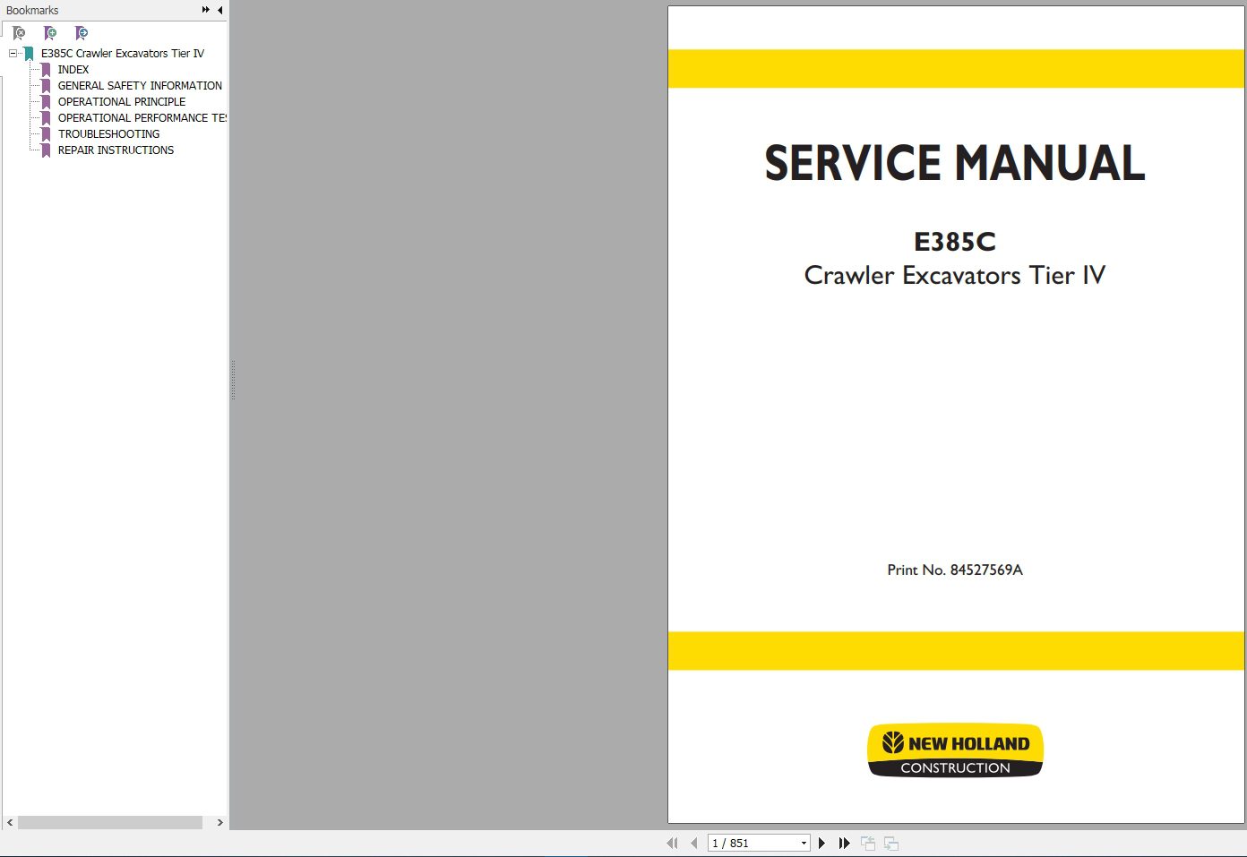 New Holland Crawler Excavators E385C Service Manual84527569AA4 1