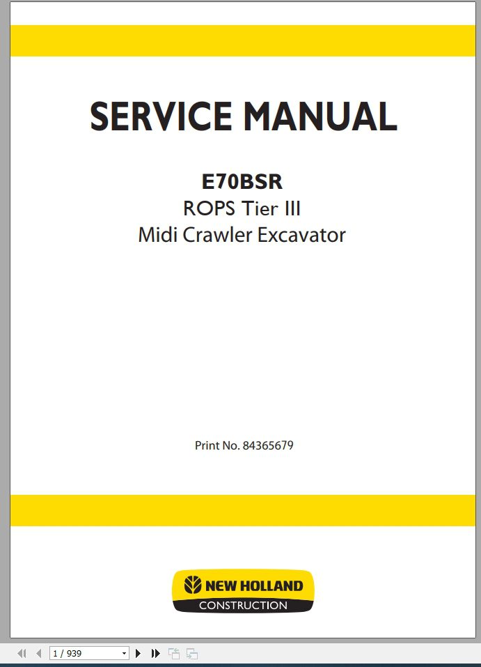 New Holland Crawler Excavators E70BSR Service Manual84365679 1