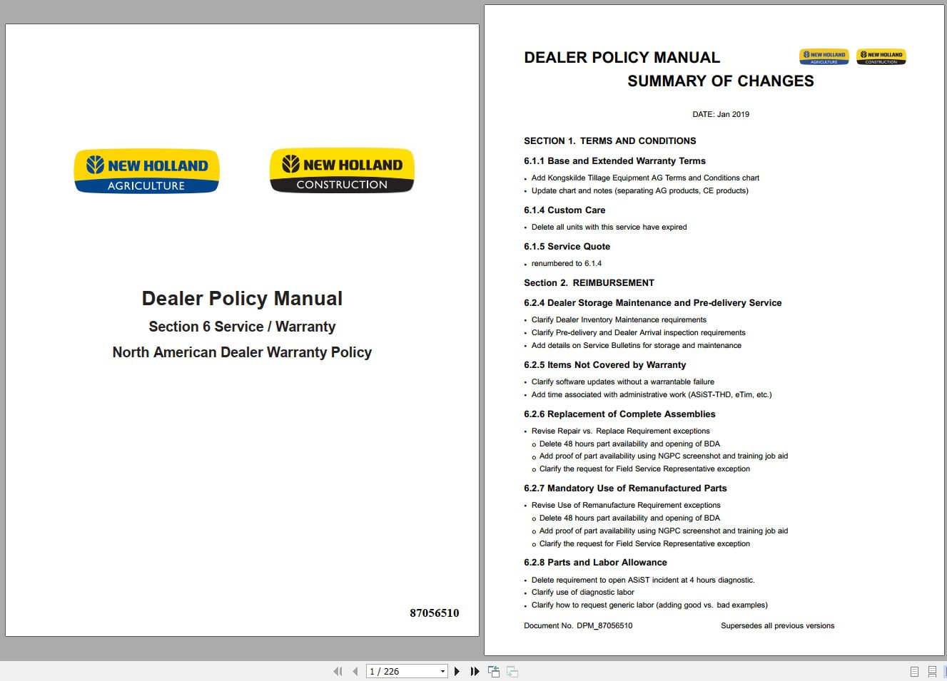New Holland Dealer Policy ManualDPM87056510 129JYM