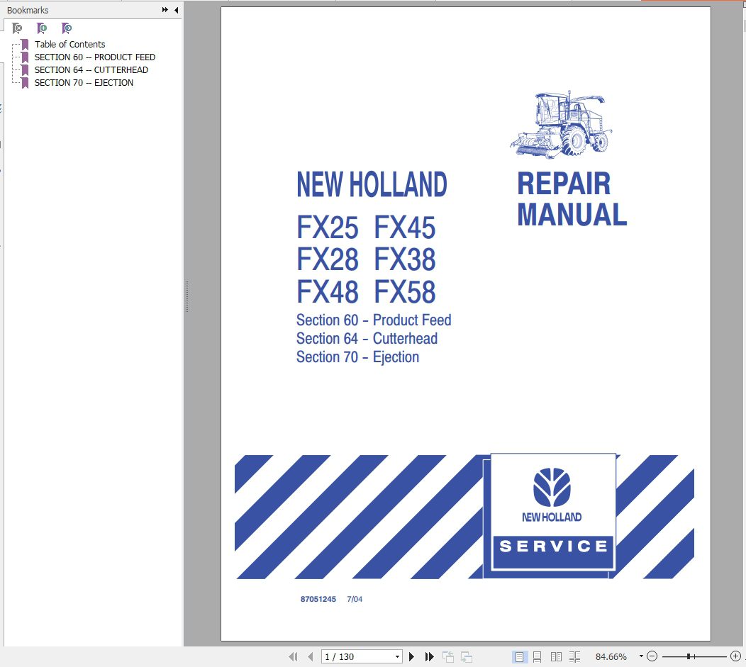 New Holland FX25FX45FX28FX38FX48FX58 Repair Manual 1