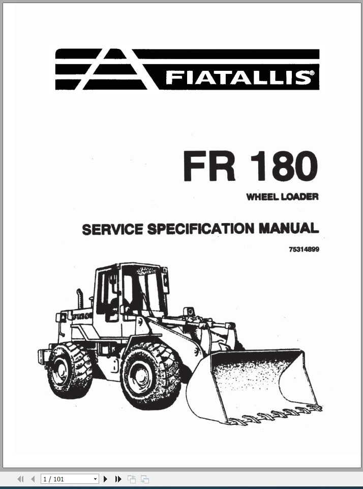 New Holland Fiatallis Wheel Loader FR180 Service Manual75314899 1