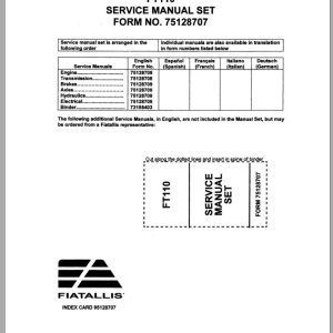 New Holland Fiatallis Wheel Loader FT110 Service Manual75128707 1