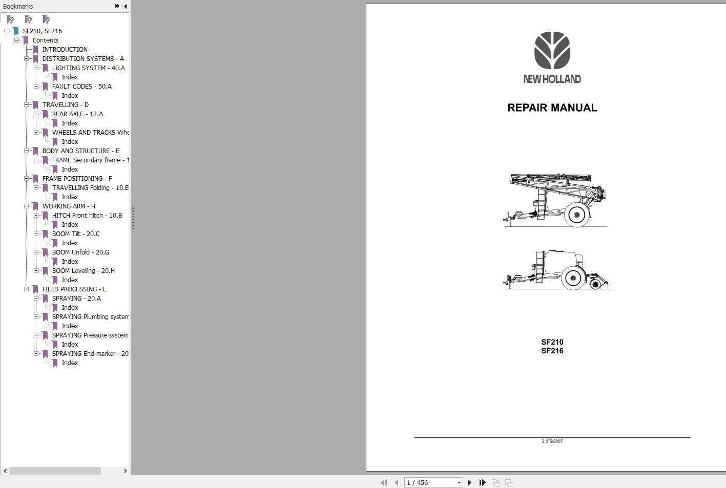 New Holland Field Sprayer SF210SF216 Repair Manual 1