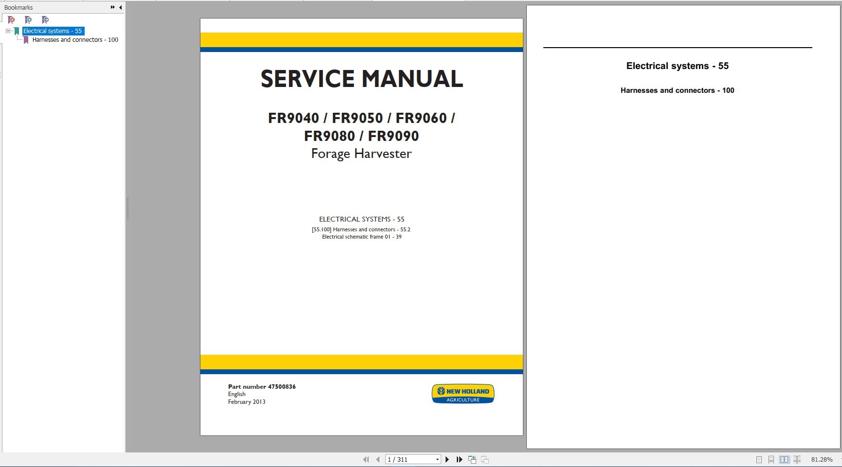 New Holland Forage Harvester FR9040FR9050FR9060FR9080FR9090 Service Manual 1