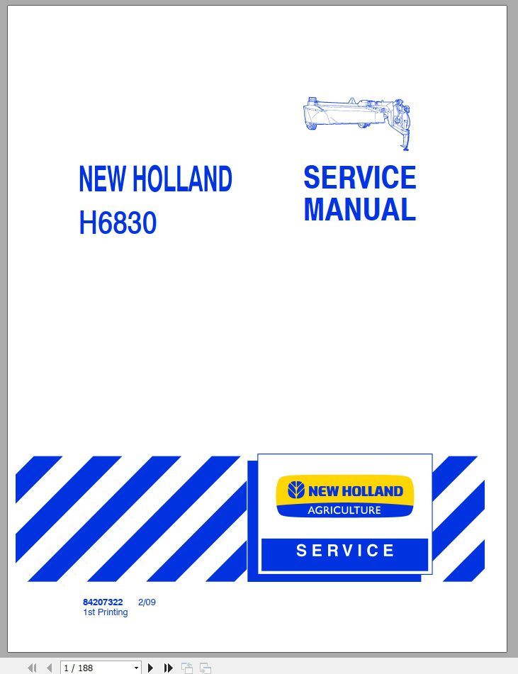 New Holland H6830 Disc Mower Service Manual84207322 1