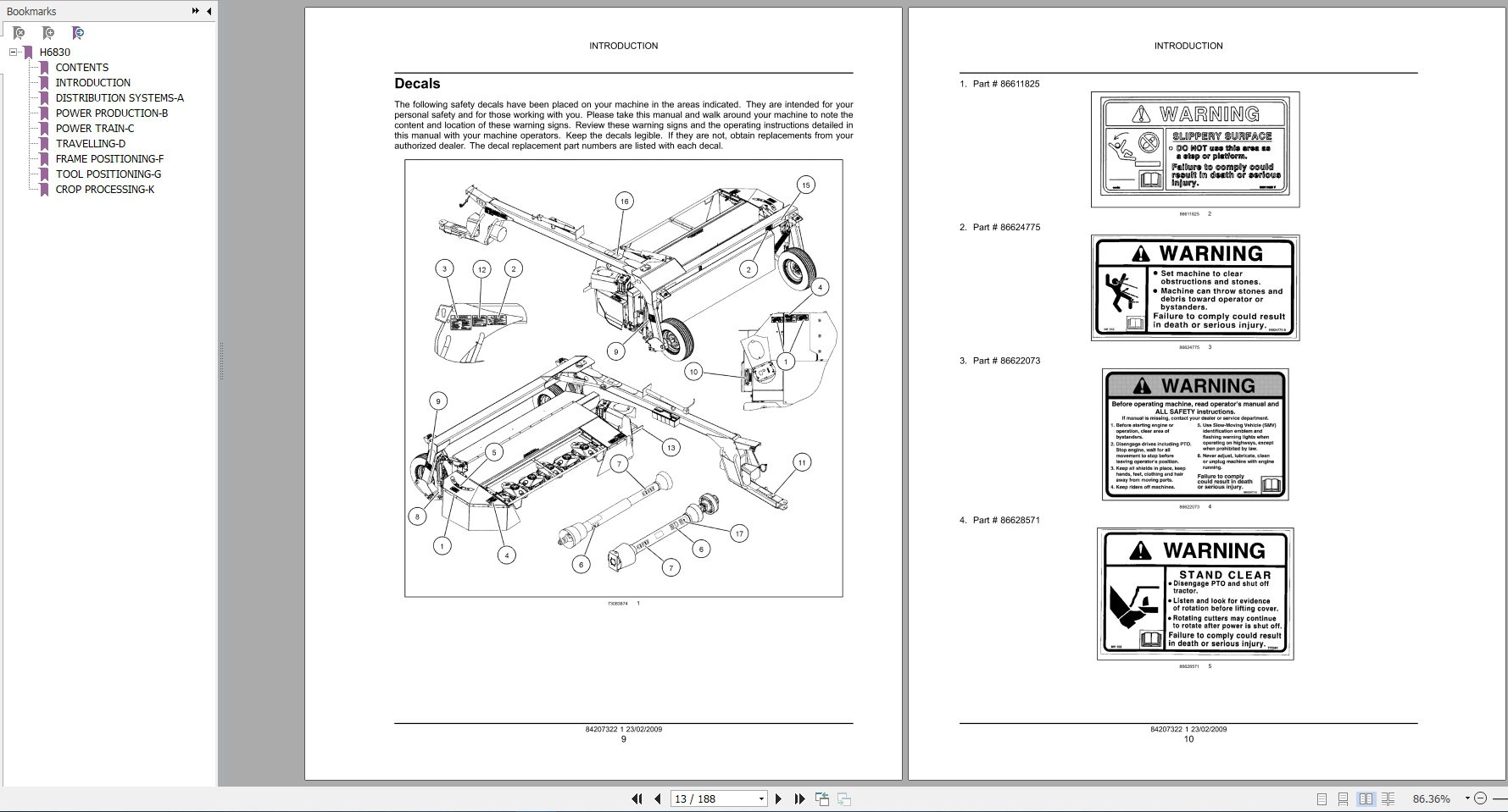 New Holland H6830 Disc Mower Service Manual84207322 2