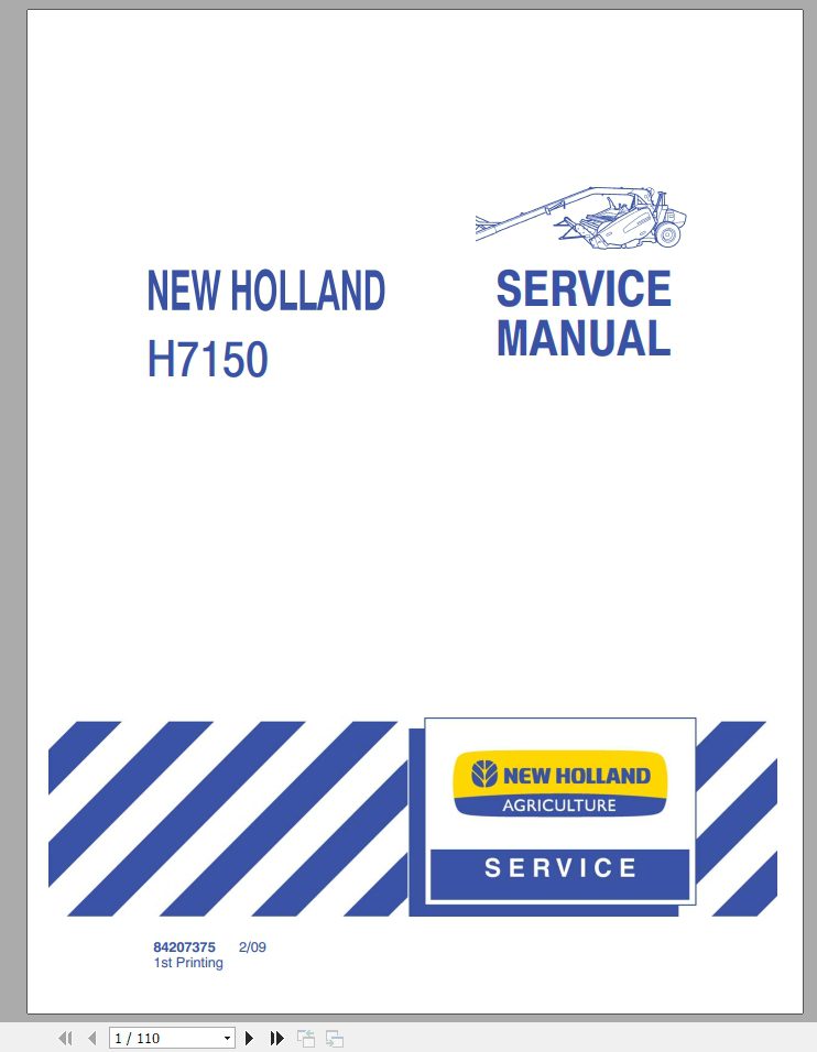 New Holland H7150 Pivot Tongue Frame Service Manual84207375 1