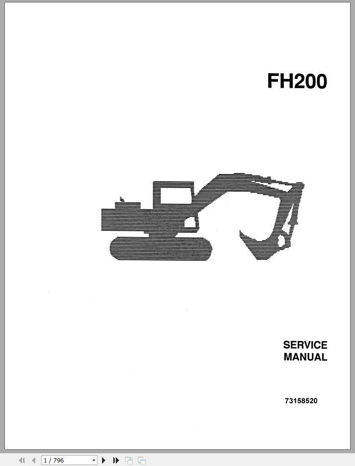New Holland Hydraulic Excavator FH200 Service Manual73158520R0 1
