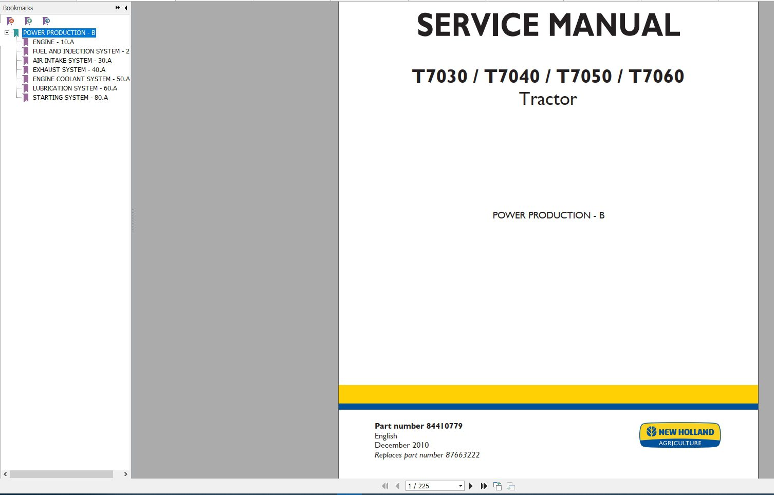 New Holland T7030 T7040 T7050 T7060 Service Manual 1