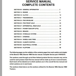 New Holland Tractor Boomer 40554060 Service Manual84242310 1