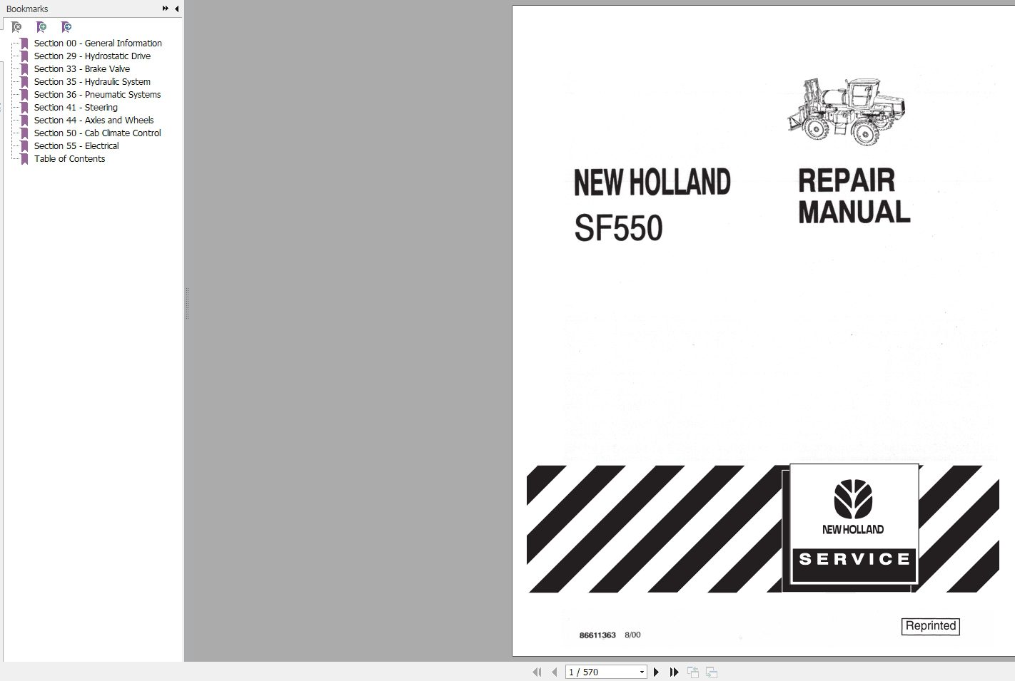 New Holland Tractor SF550 Repair Manual86611363 1
