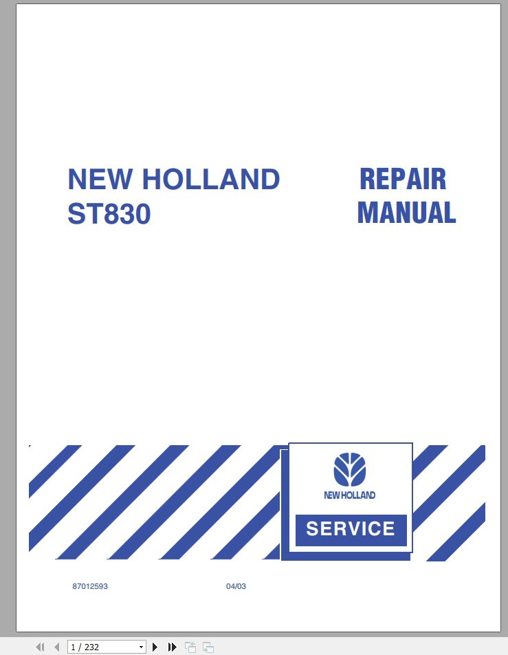 New Holland Tractor ST830 Repair Manual87012593 1