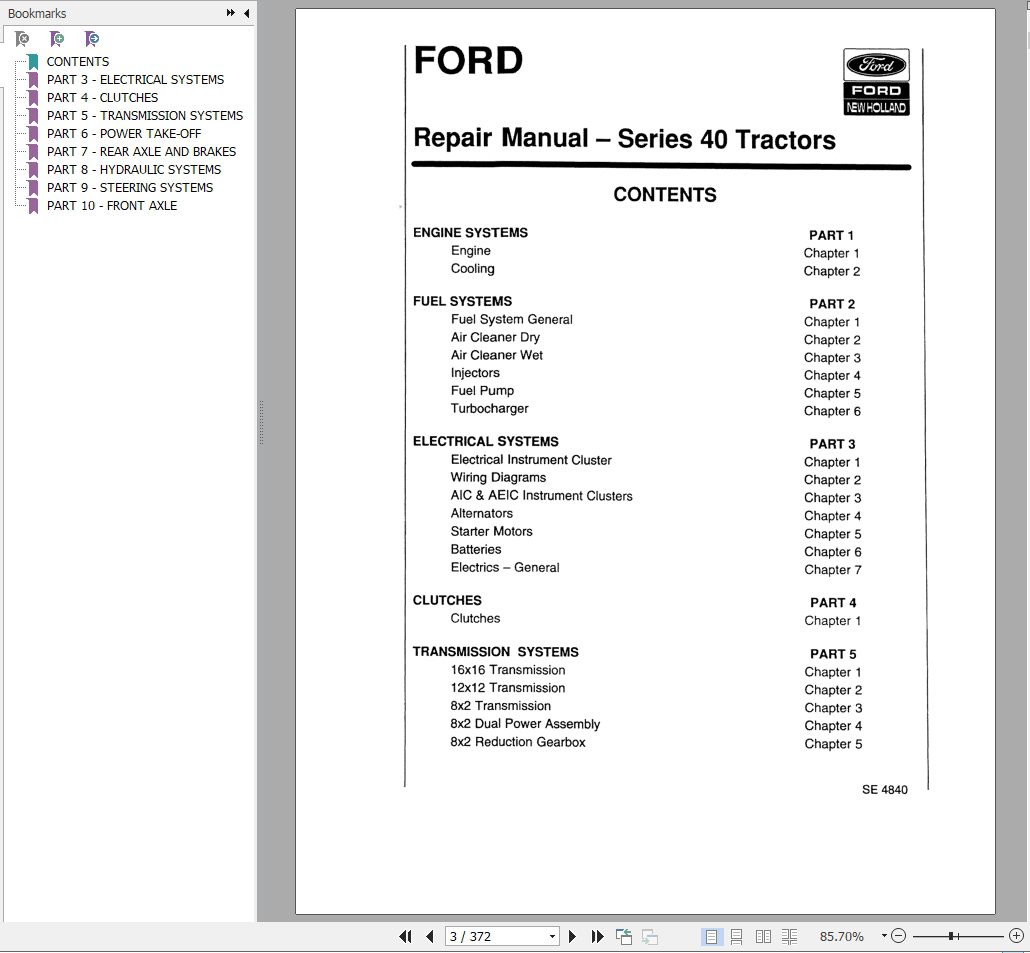 New Holland Tractor Series 40 Repair Manual 1