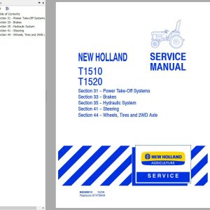 New Holland Tractor T1510 T1520 Service Manual 1
