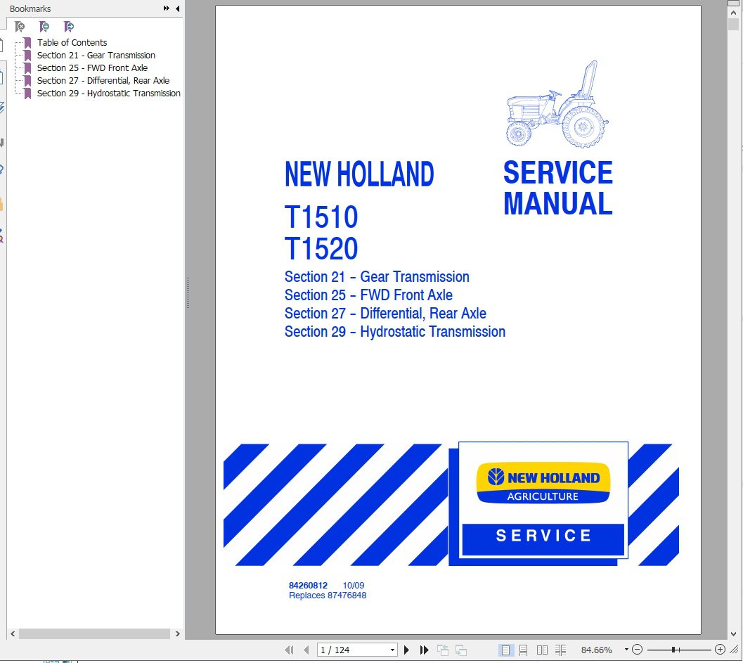 New Holland Tractor T1510 T1520 Service Manual 2