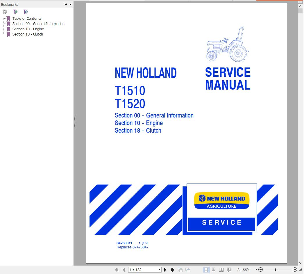 New Holland Tractor T1510 T1520 Service Manual 3