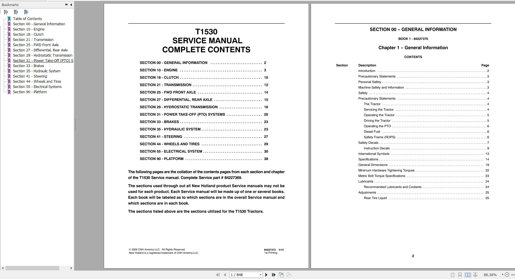 New Holland Tractor T1530 Service Manual84227369 1