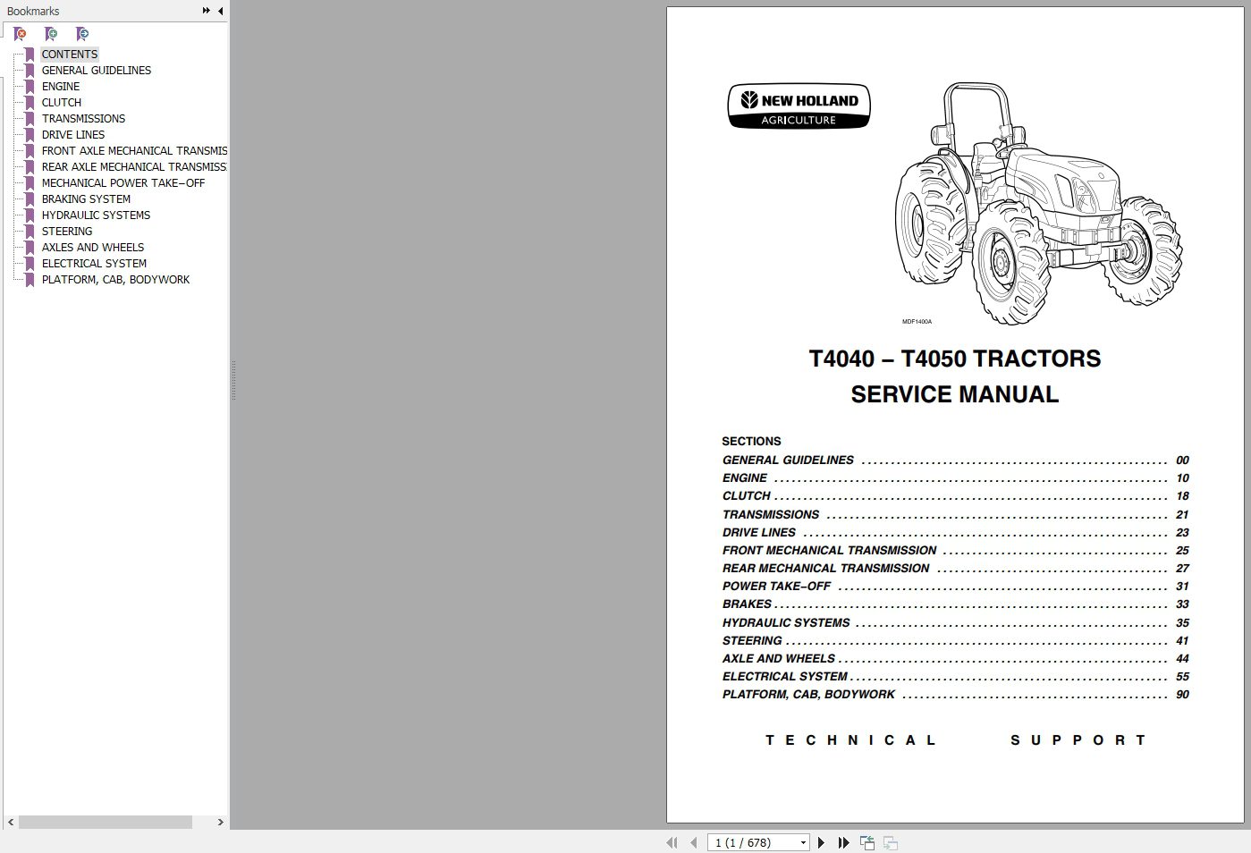 New Holland Tractor T4040 T4050 Service Manual 1