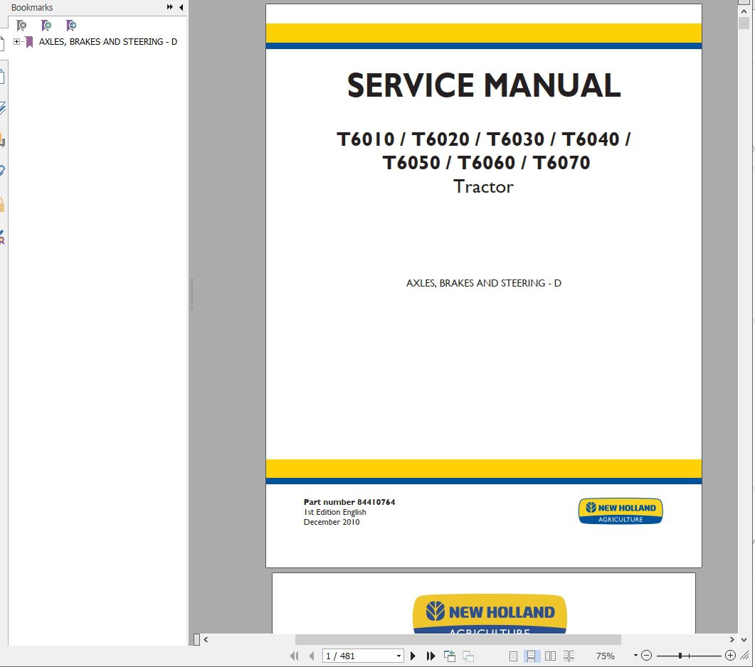 New Holland Tractor T6010 T6020 T6030 T6040 T6050 T6060 T6070 Service Manual 3