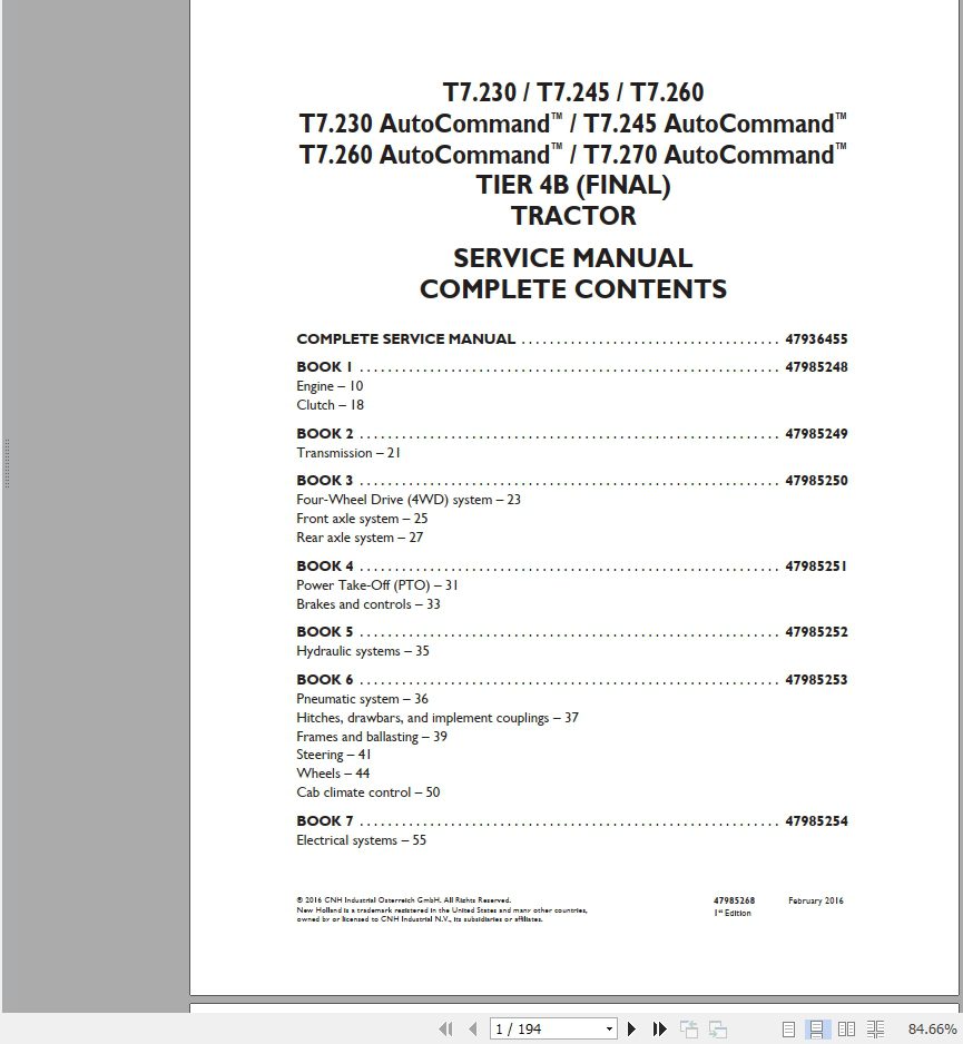 New Holland Tractor T7 230 T7 245 T7 260 Autocommand Tier 4B Service Manual 5