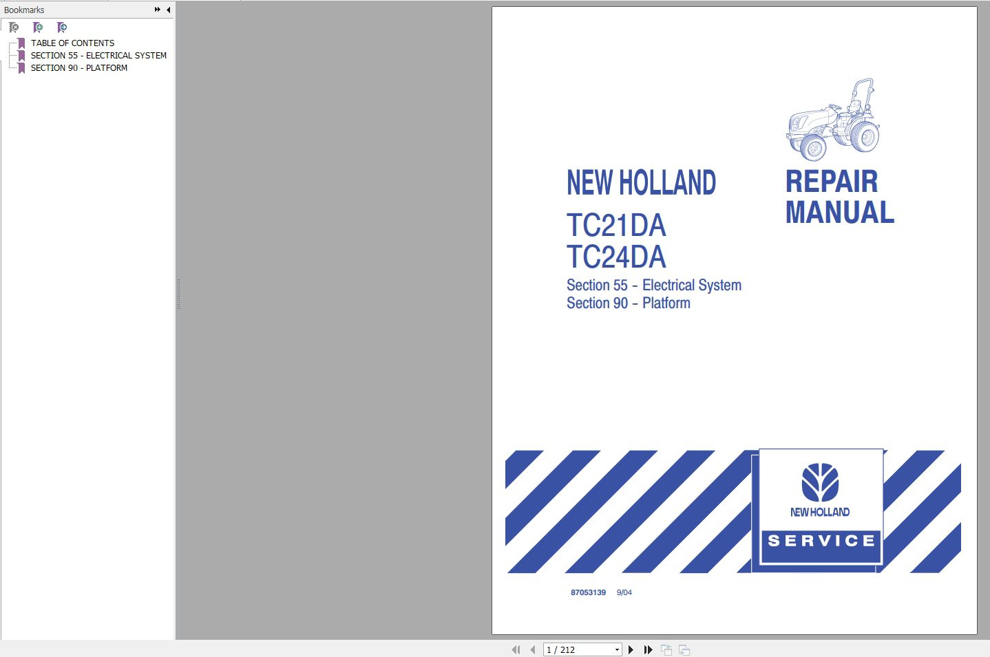New Holland Tractor TC21DA TC24DA Repair Manual 1