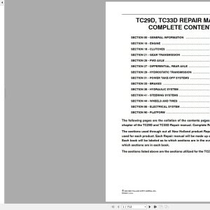 New Holland Tractor TC29D TC33D Repair Manual87036756 1