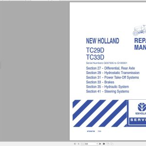 New Holland Tractor TC29D TC33D Repair Manual 1
