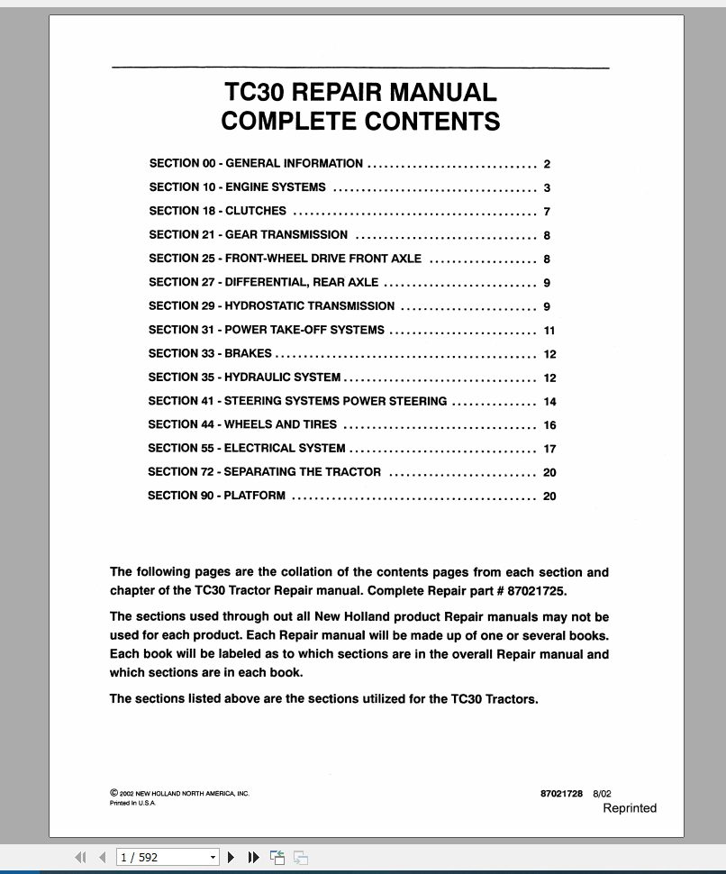 New Holland Tractor TC30 Repair Manual87021725 1