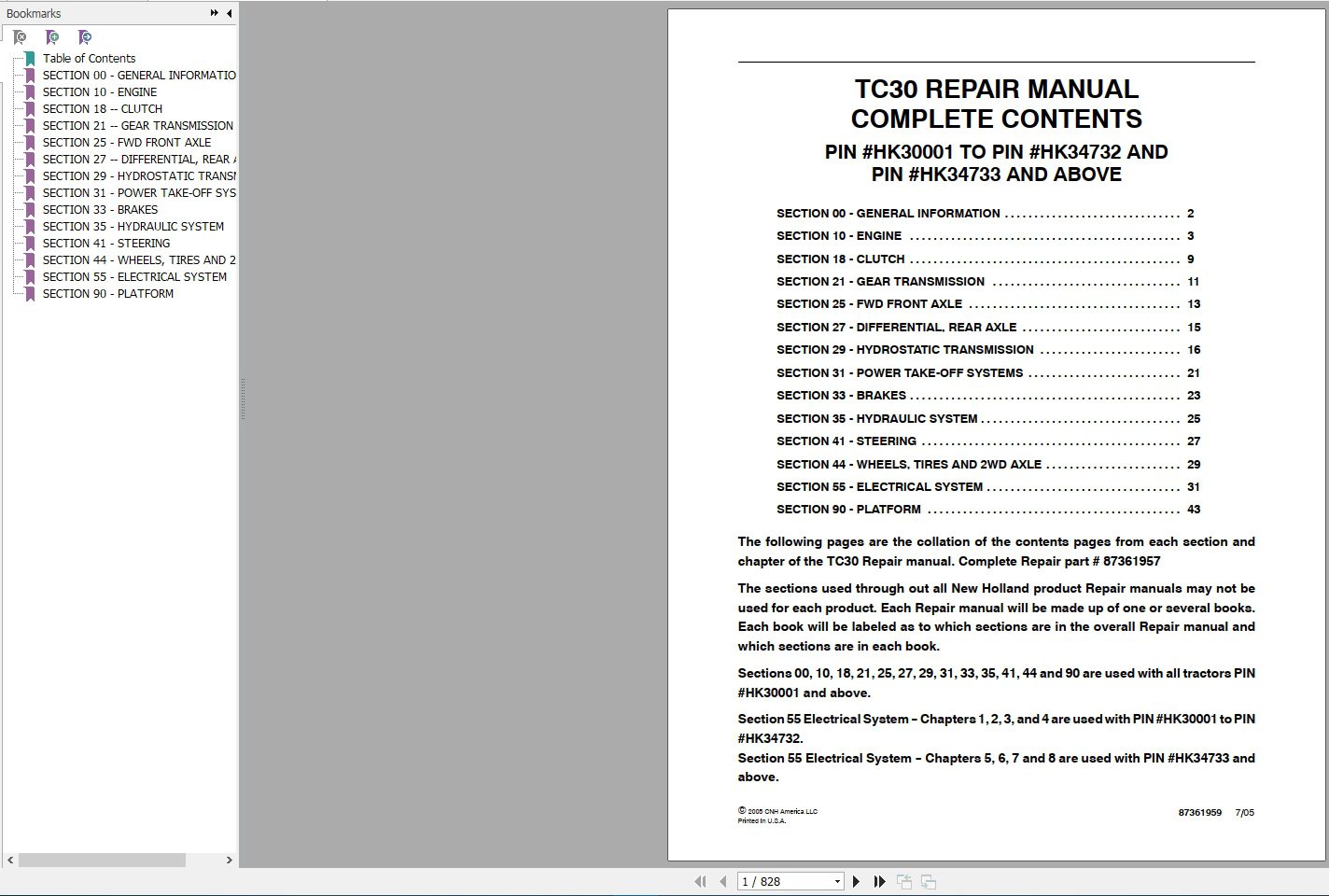 New Holland Tractor TC30 Repair Manual87361957 1
