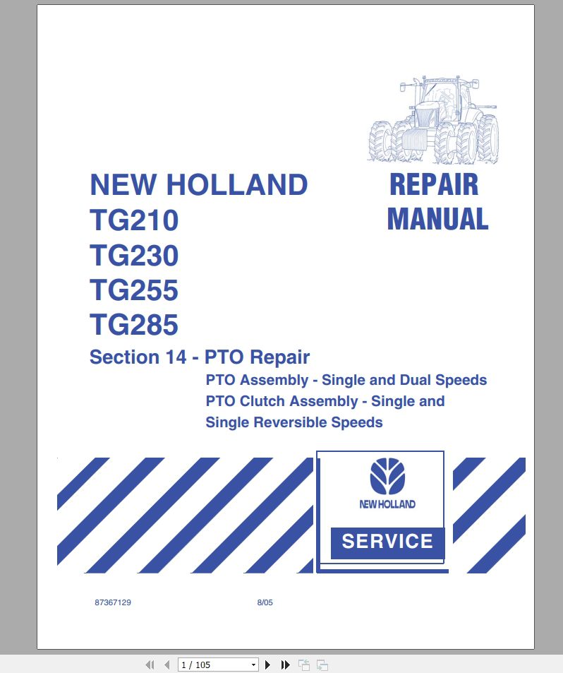 New Holland Tractor TG210TG230TG255TG285 Repair Manual 2
