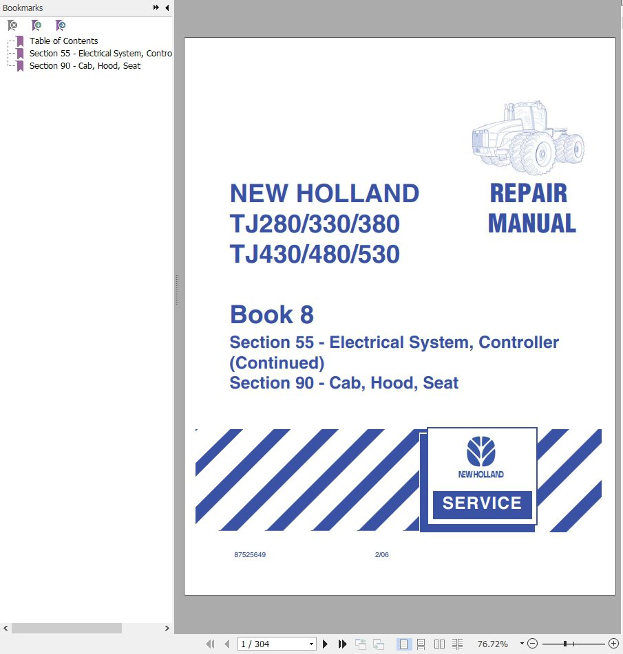 New Holland Tractor TJ280330380430480530 Series Repair Manual 3