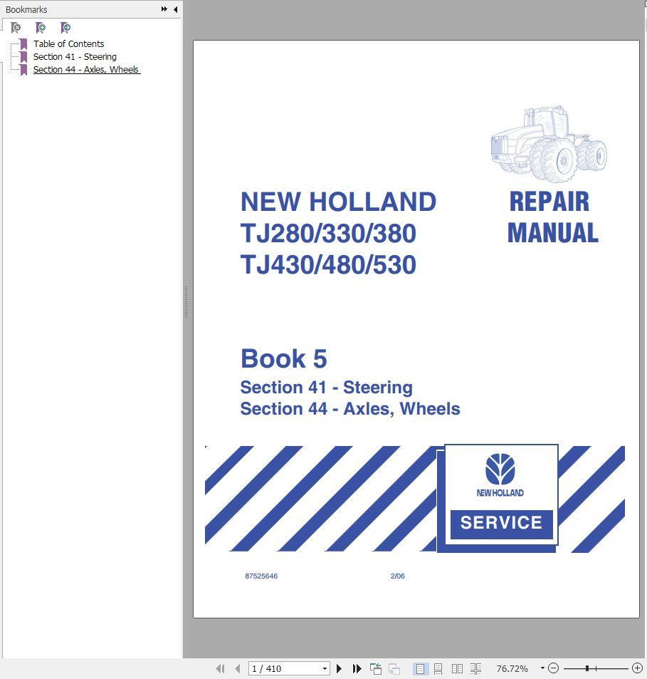 New Holland Tractor TJ280330380430480530 Series Repair Manual 4