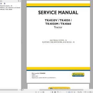 New Holland Tractor TK4030VTK4050TK4050MTK4060 Repair Manual 2