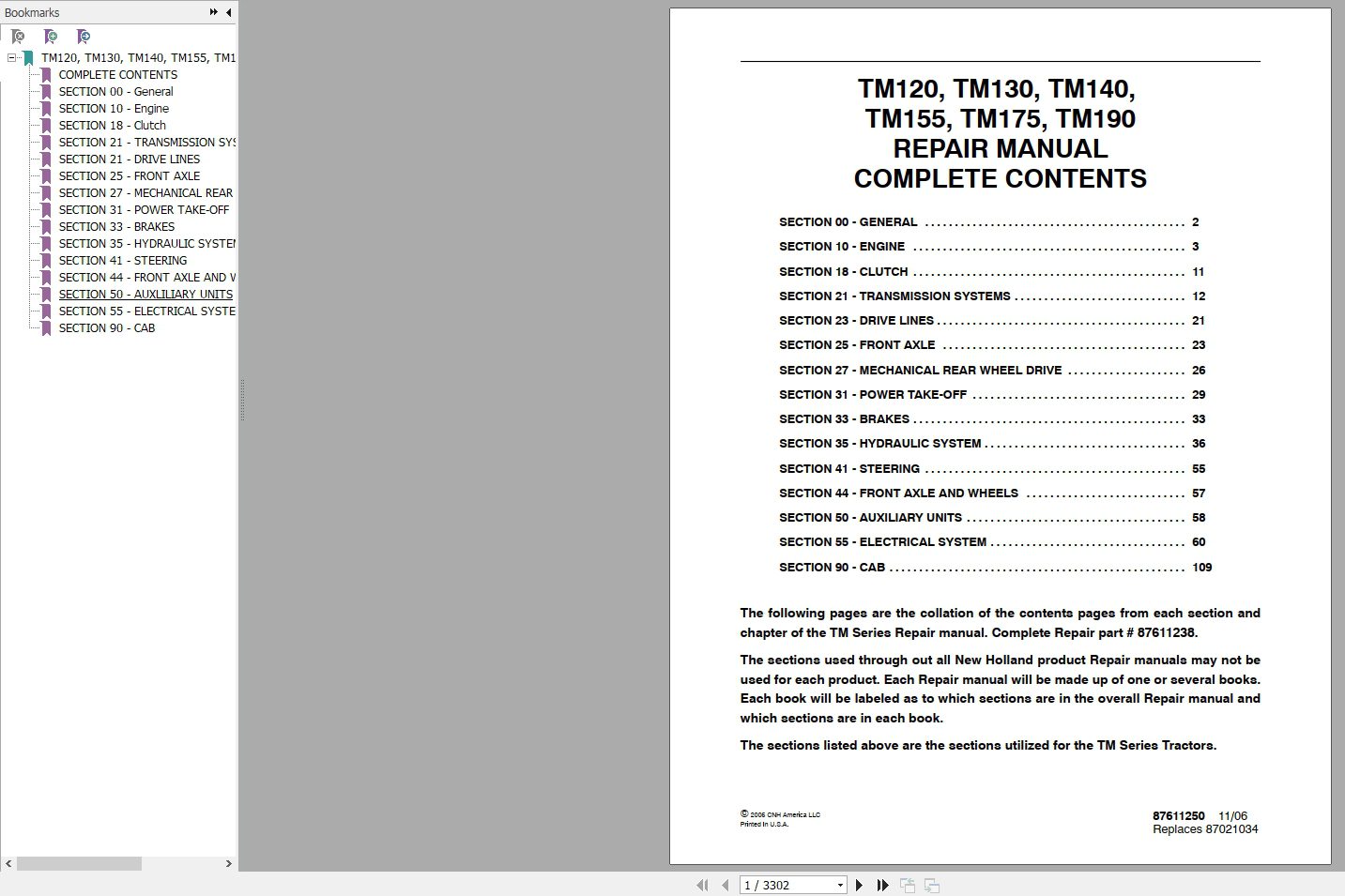 New Holland Tractor TM120 TM130TM140TM155TM175TM190 Repair Manual 1