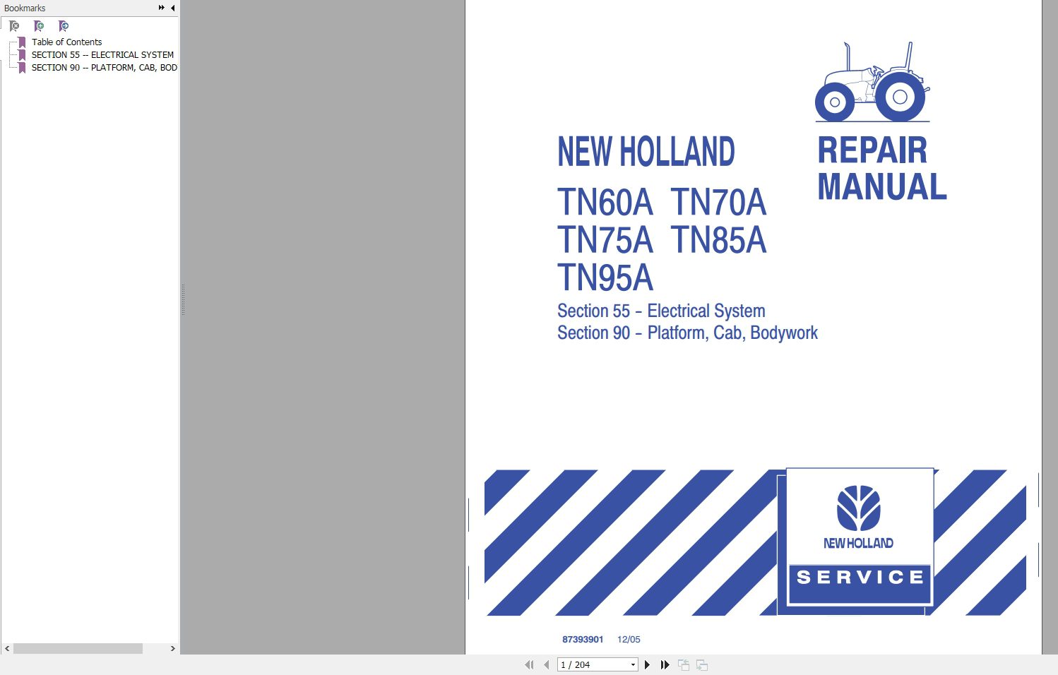 New Holland Tractor TN60A70A75A85A95A Repair Manual 1