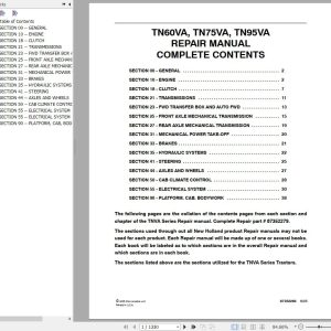 New Holland Tractor TN60VA TN75VA TN95VA Repair Manual 1