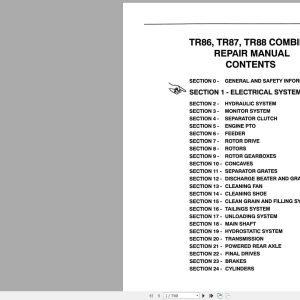 New Holland Tractor TR 86 TR87 TR88 Combine Service Manual 1