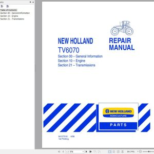 New Holland Tractor TV6070 Repair Manual 1