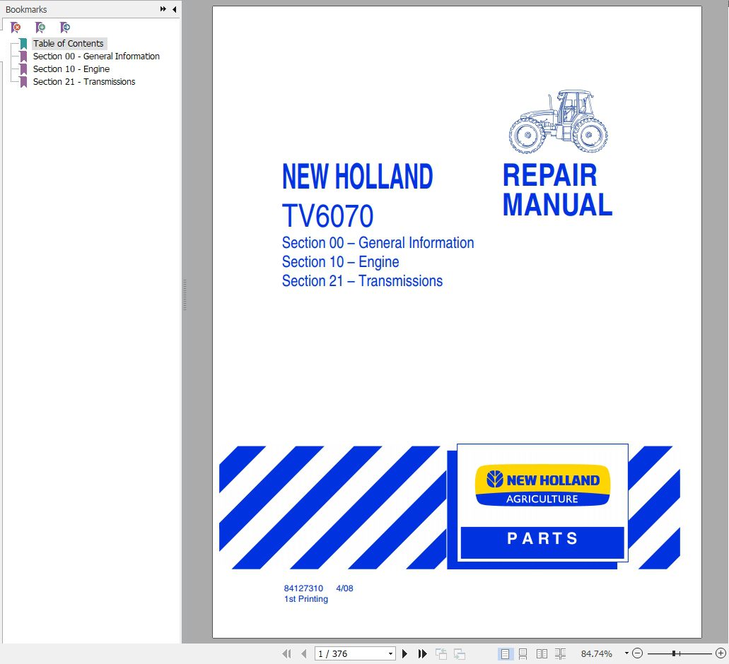 New Holland Tractor TV6070 Repair Manual 1