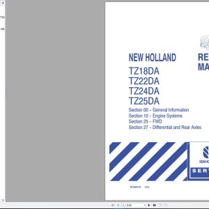 New Holland Tractor TZ18DATZ22DATZ24DATZ25DA Repair Manual 1