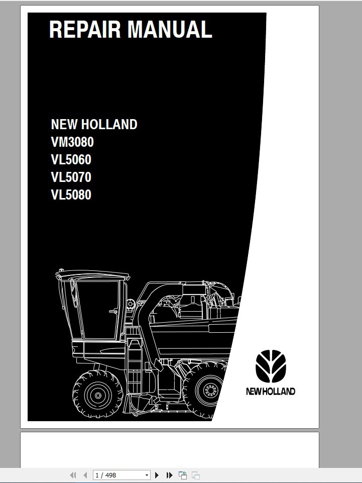 New Holland Tractor VL5060 VL5080 VM3080VLRepair Manual 1